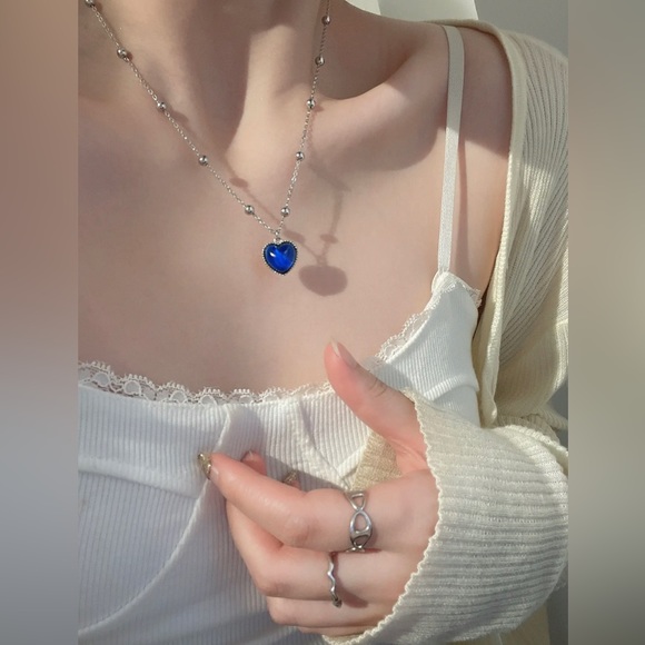 Fashionable Stainless Steel Necklace Color Changing Heart-Shaped Mood Pendant - Picture 2 of 14